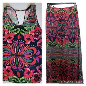 Two Piece Floral Sleeveless Top & Maxi Skirt - Size S (Skirt) and M (Top) BR